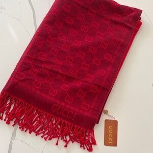 Gucci Vibrant Red Logo Scarf